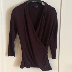 Henri Surplice Wrap Ruched Knit Top